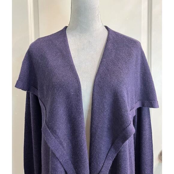 Women’s Merino Wool Blend Open Front Cardigan Sweater Purple Sz M - Picture 2 of 7